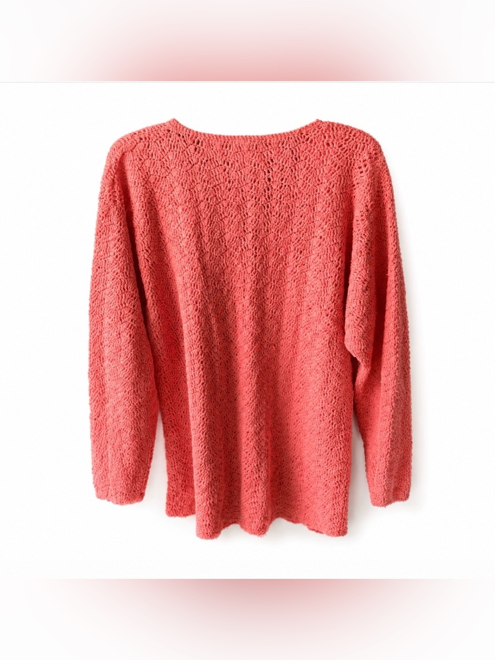 Sigrid Olsen Sport Coral V Neck Sweater Size XL Gorgeous Hand Crocheted - Picture 7 of 7